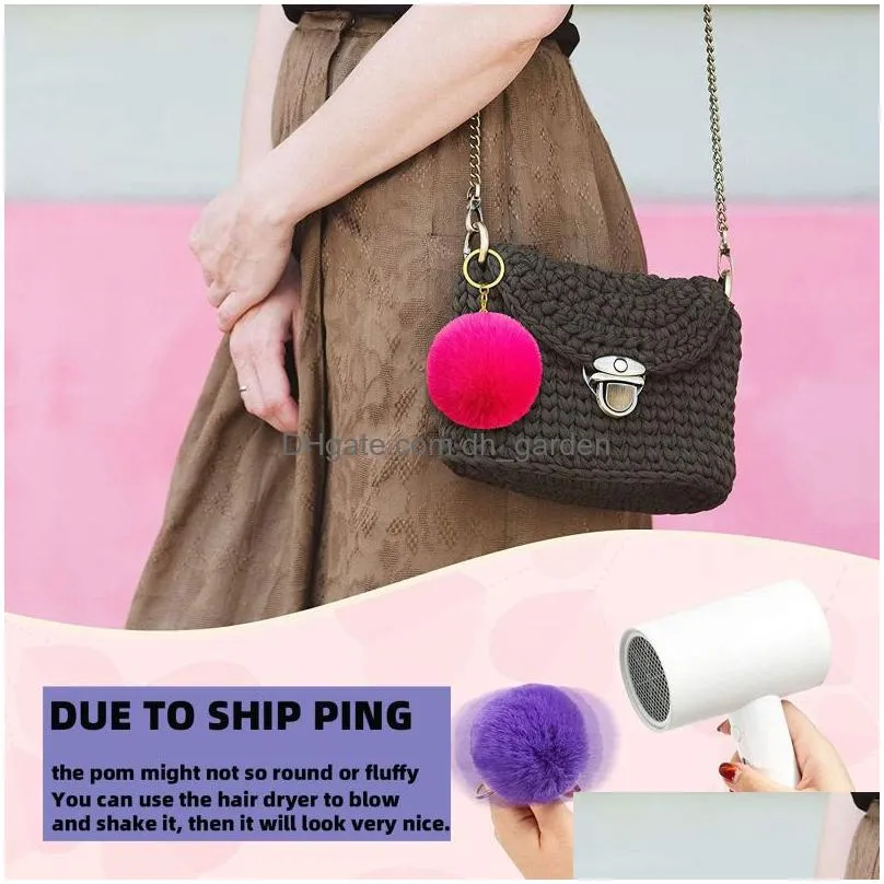 8cm fluffy soft faux fur pom pom keychain like ball car keyring key holder women bag pendant jewelry keychain charms