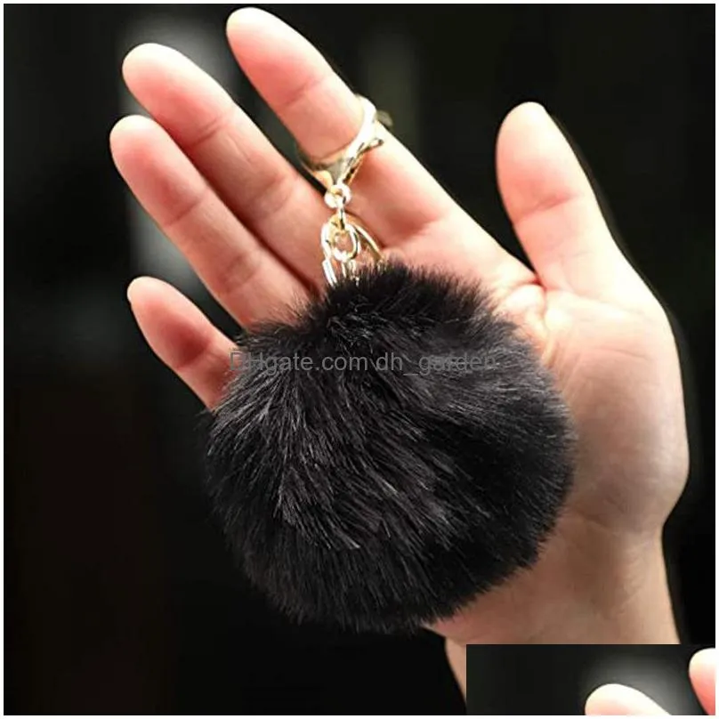 8cm trinket pompons keychain faux rabbit fur fluffy key holder for pom balls aesthetic accessories keyring jewelry making supplies