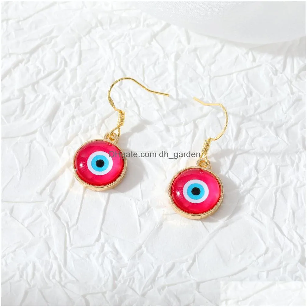 lots colorful turkish blue evil eye charms earrings for women new trendy cat`s eye stone lucky eye pendant ear jewelry wedding jewelry