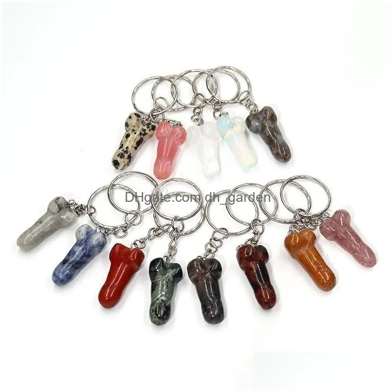 keychains man penis pendant for natural stone genitalia shaped pendants car keyring hanging jewelry funny women friends gifts