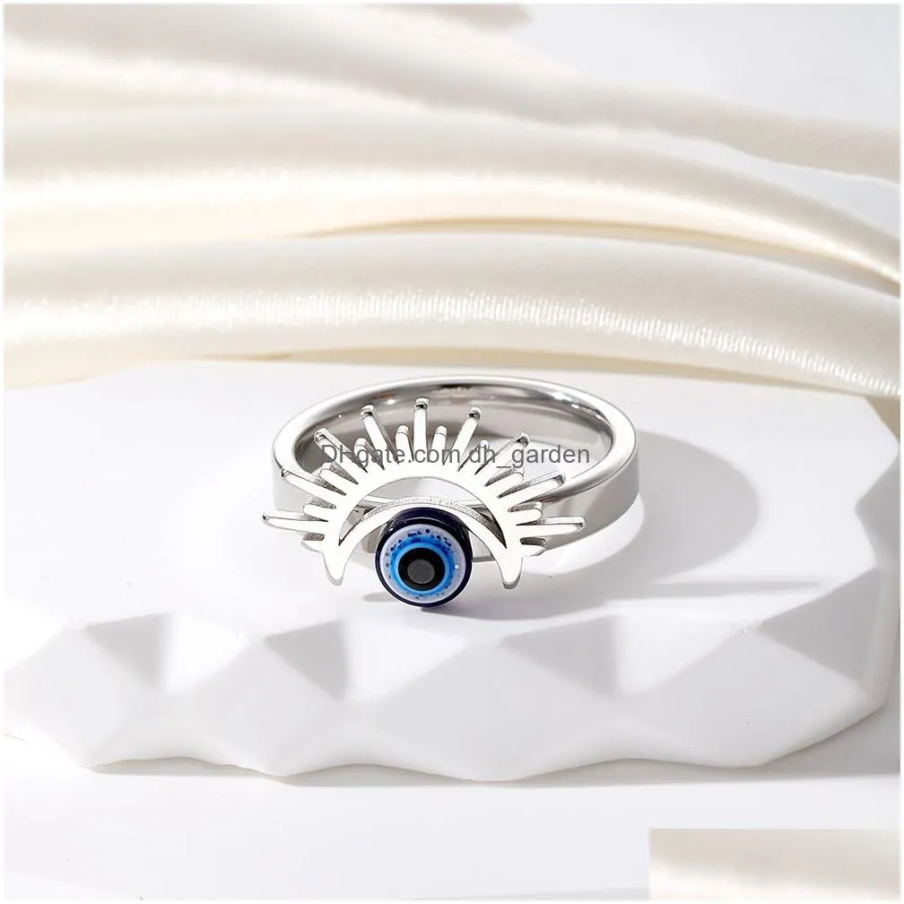 vintage blue evil eye finger ring for women gift jewelry hollow crown turkish lucky eye adjustable party accessories size 17 18 19 20