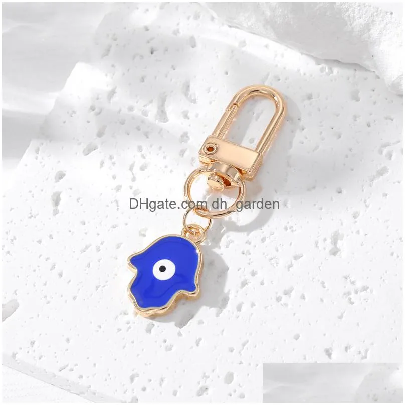 evil eye hamsa hand keychain key ring for women men fatima hand blue eye bag car key accessories