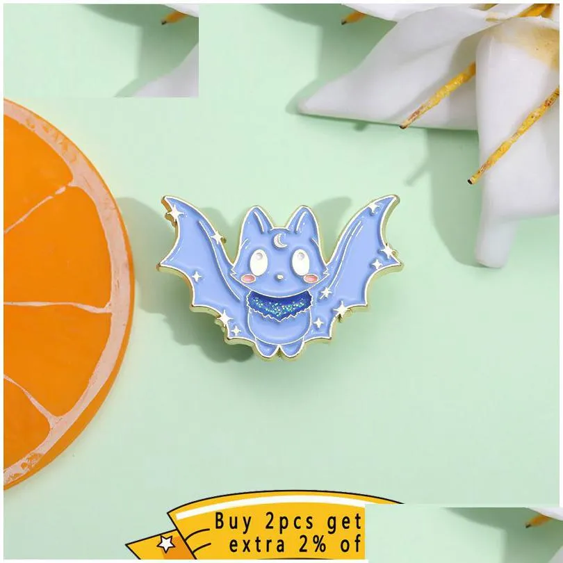 cartoon bat fox enamel pin badge jewelry metal brooch lapel clothes shirt hat backpack accessories custom friends gift halloween