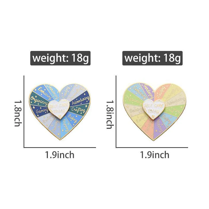 heart compass turntable enamel pin broch lapel custom metal badges gifts funny self care today mood love friends wholesale