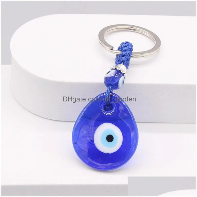water drop heart round evil eye keychain key ring for friends couples boho blue turkish eye pendant bag car keyring charm accessories