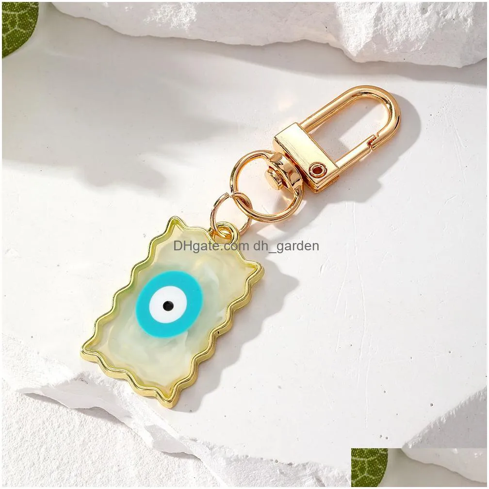 rectangle turkish evil eye keychains lucky resin blue pink red eye key chain keyring for men women car key pendant