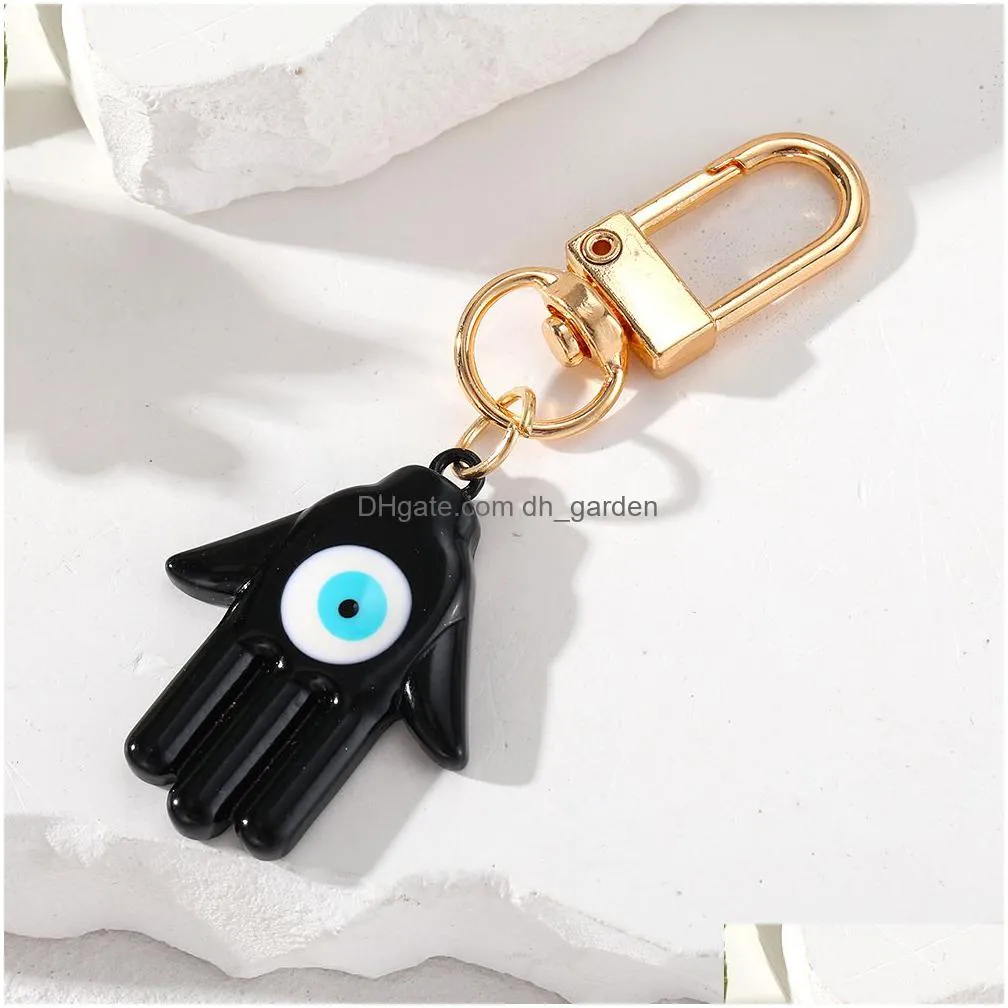 candy colors hamsa hand keychain key ring for women men fatima hand blue eye bag car key accessories pendant