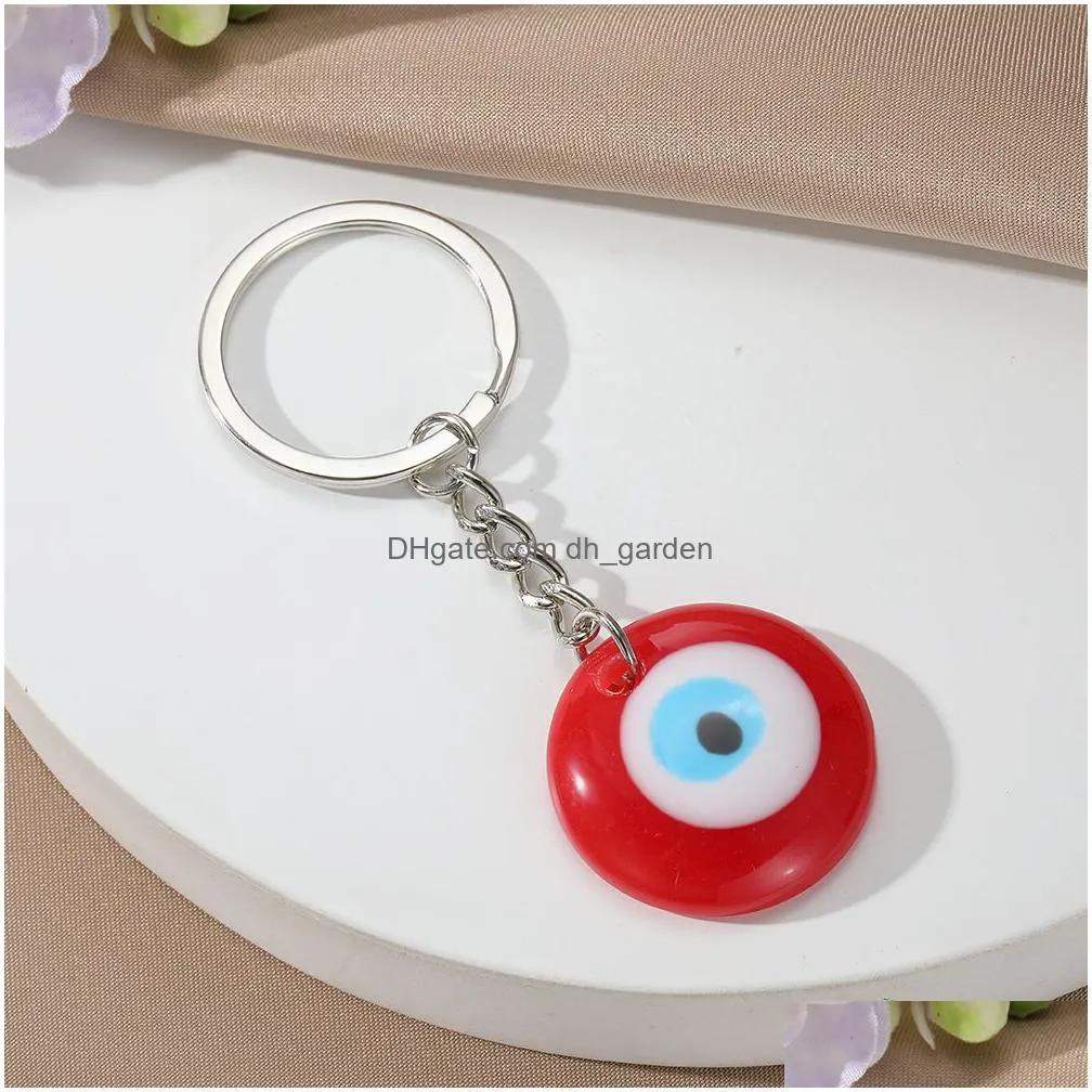 simple turkish evil eye keychain keyring women men enamel lucky blue eye bag car box phone charm key ring