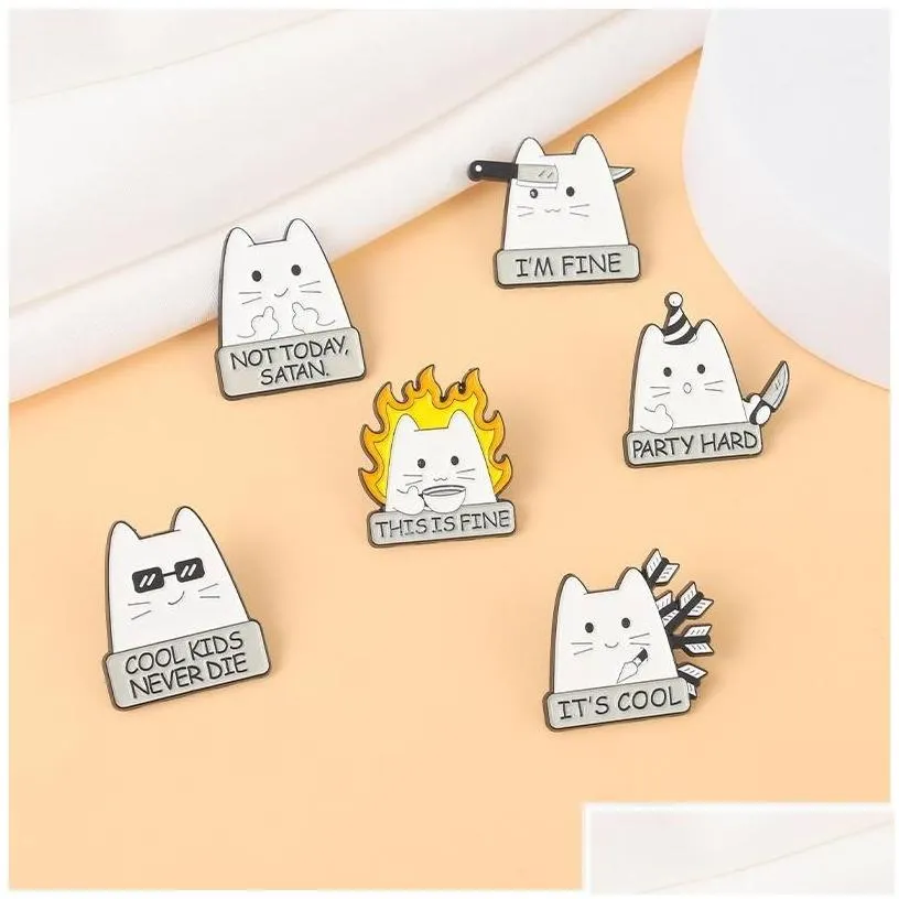 Pins Brooches Im Fine Enamel Pins Custom Not Today Satan Cat Brooch Lapel Badge Cartoon Jewelry 621 H1 Drop Delivery Dhv7U