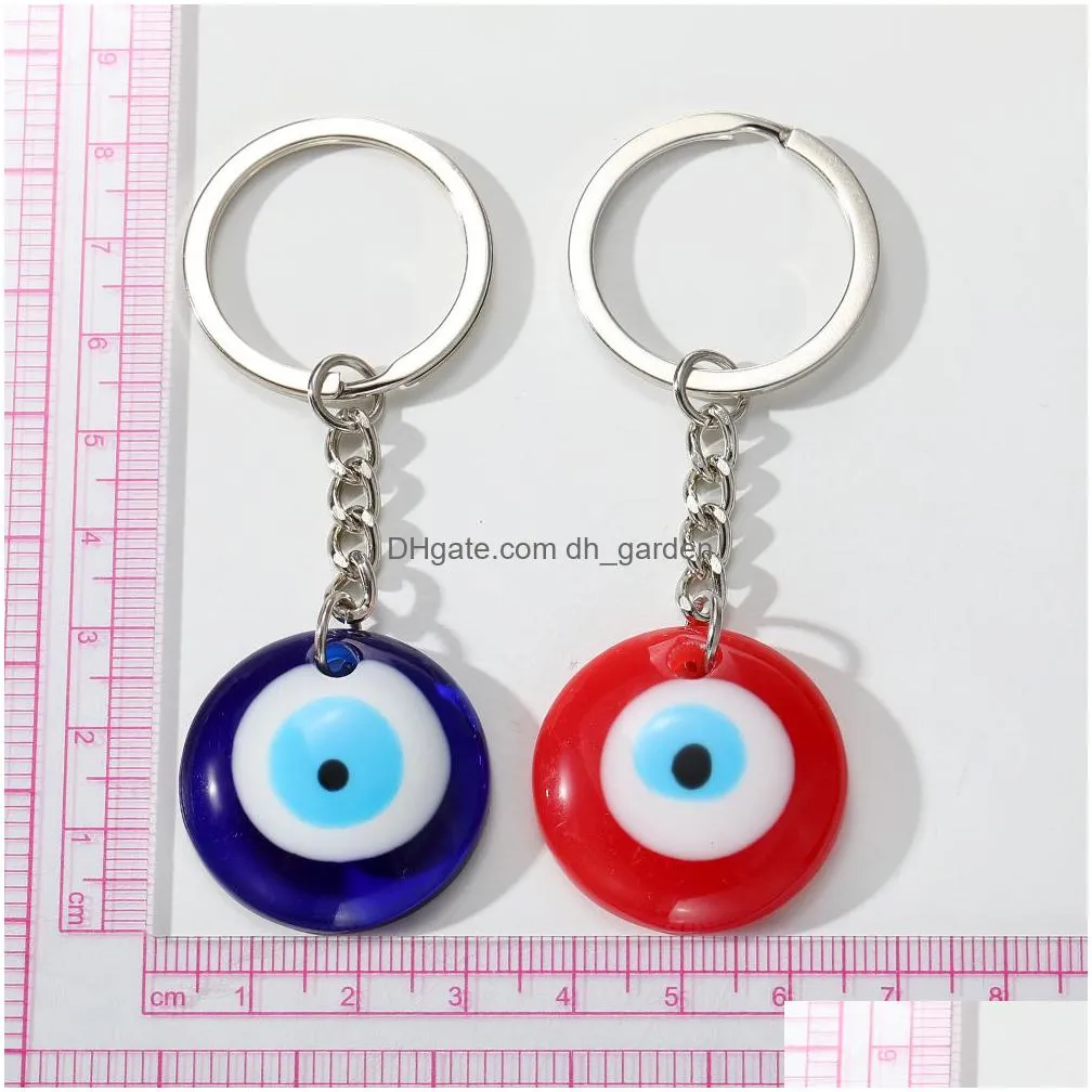 simple turkish evil eye keychain keyring women men enamel lucky blue eye bag car box phone charm key ring