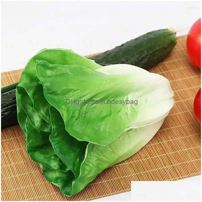 decorative flowers 1 piece artificial simulated vegetables green pu material fake vegetable model childrenkitchen toys foods home
