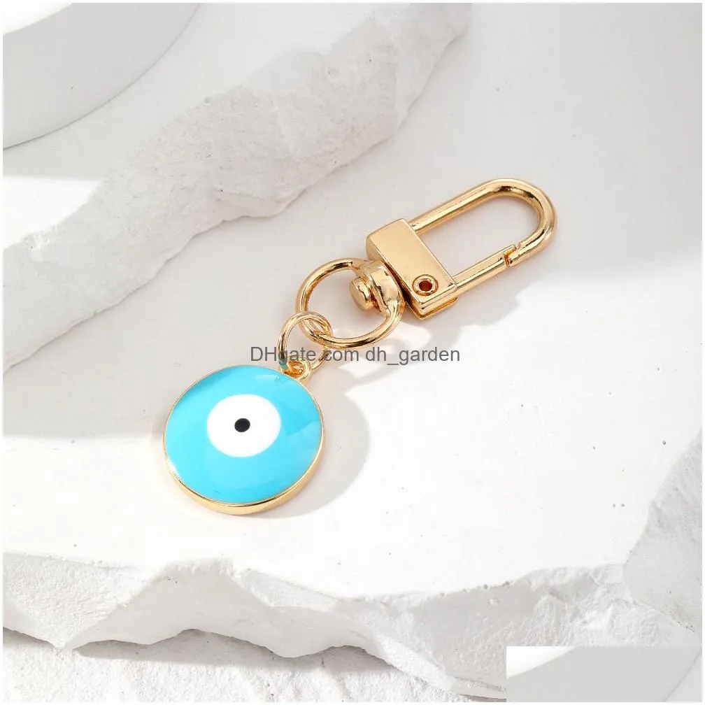 turkish evil eye keychain keyring women men enamel lucky blue eye bag car box phone charm key ring