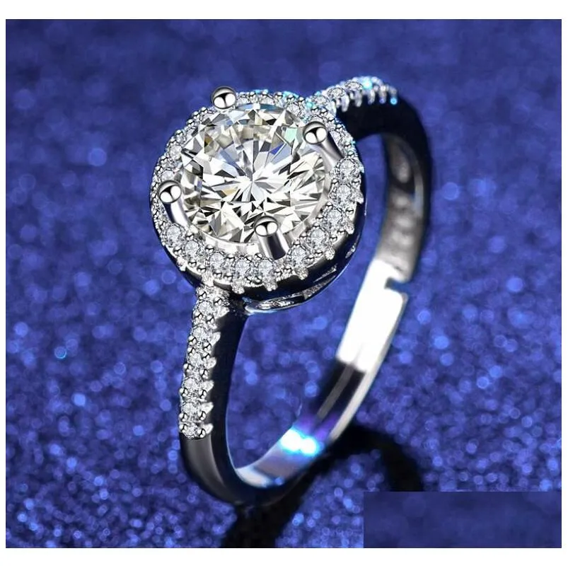 Wholesale of Eight Hearts and Eight Arrows Zircon Imitation Mosang Stone Rings for Women and Mens Six Claw Wedding Rings