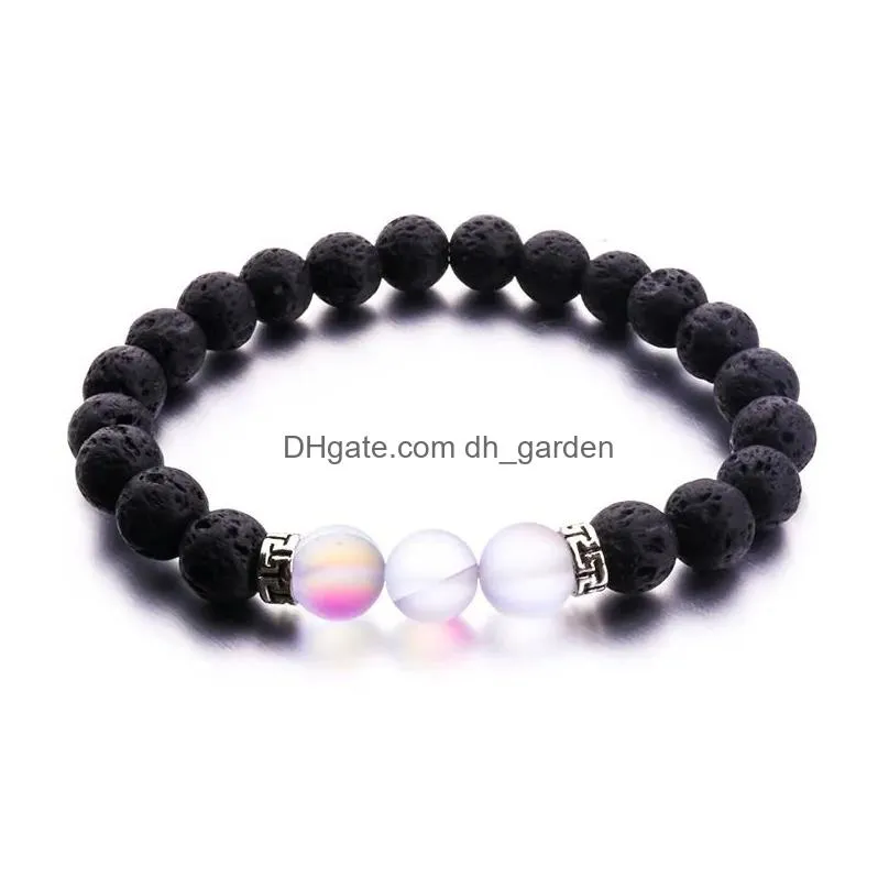 8mm black lava stone reflective beads aromatherapy essential oil diffuser bracelet for women