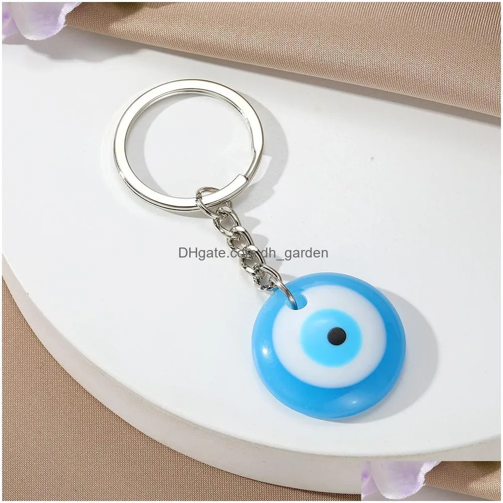 simple turkish evil eye keychain keyring women men enamel lucky blue eye bag car box phone charm key ring