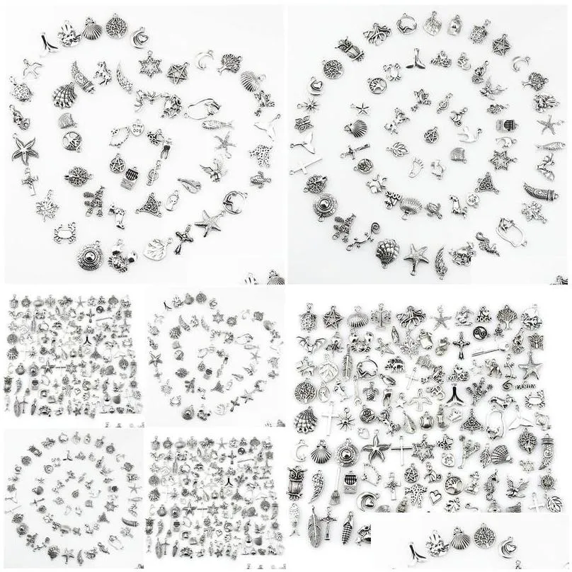Charms Mix Charms 120Pcs Vintage Antique Sier Mini Life Alloy Pendant Diy Jewelry Making Drop Delivery Findings Components Dhqi5