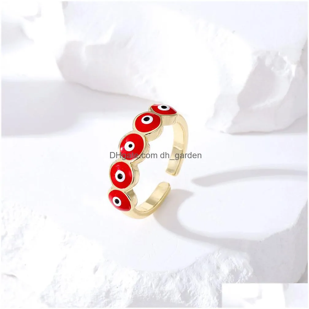 fashion evil eye beads finger ring for women men couple colorful lucky turkish blue eye adjustable party wedding jewelry