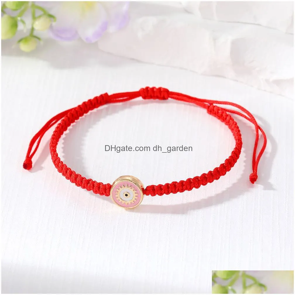 metal evil eye eyelash bracelet women handmade adjustable woven red rope chain lucky eyes beads strap bracelets girl party jewelry gift