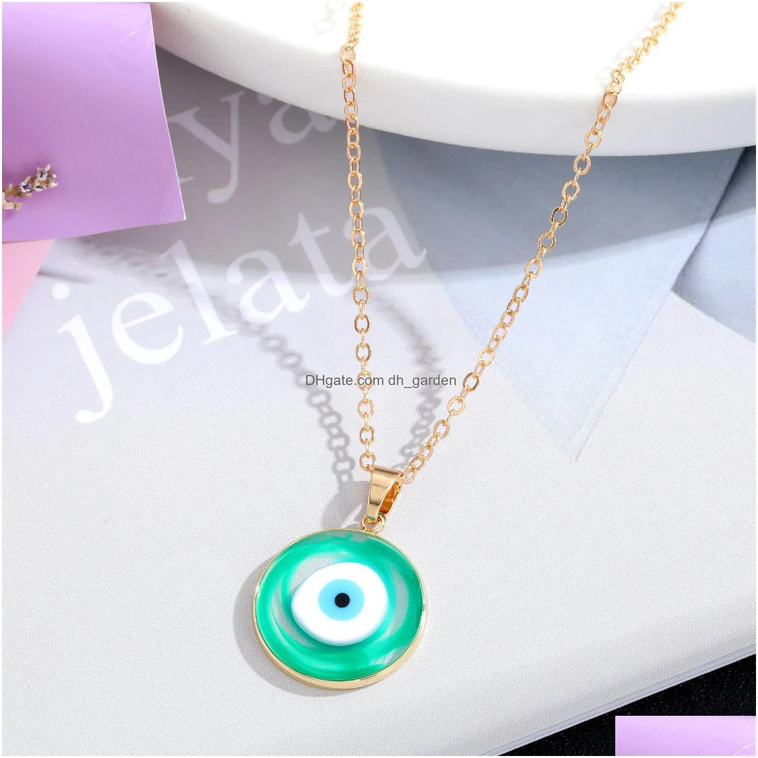 blooming colorful turkish blue evil eye necklace for women new trendy lucky eye clavicle chain choker wedding jewelry