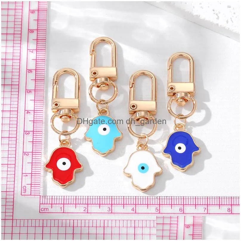 evil eye hamsa hand keychain key ring for women men fatima hand blue eye bag car key accessories