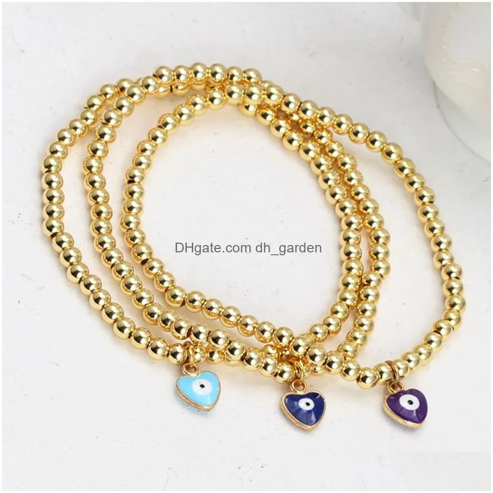 blue evil eye heart charms bracelet women handmade gold plated beads rope chain lucky bracelets girl party jewelry gift couple