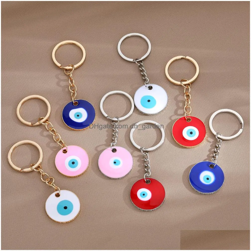 gold silver turkish evil eye keychain keyring women men enamel lucky blue eye bag car box phone charm key ring