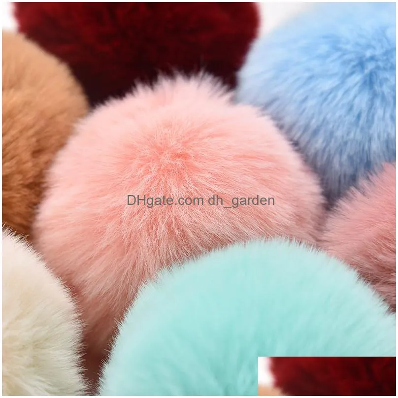 8cm fluffy soft faux fur pom pom keychain like ball car keyring key holder women bag pendant jewelry keychain charms bulk