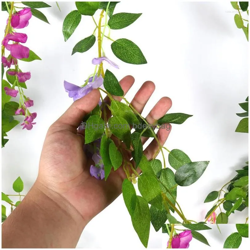 decorative flowers artificial wisteria garland silk vine fake ivy hanging arch flower for wedding home garden party outdoor decor