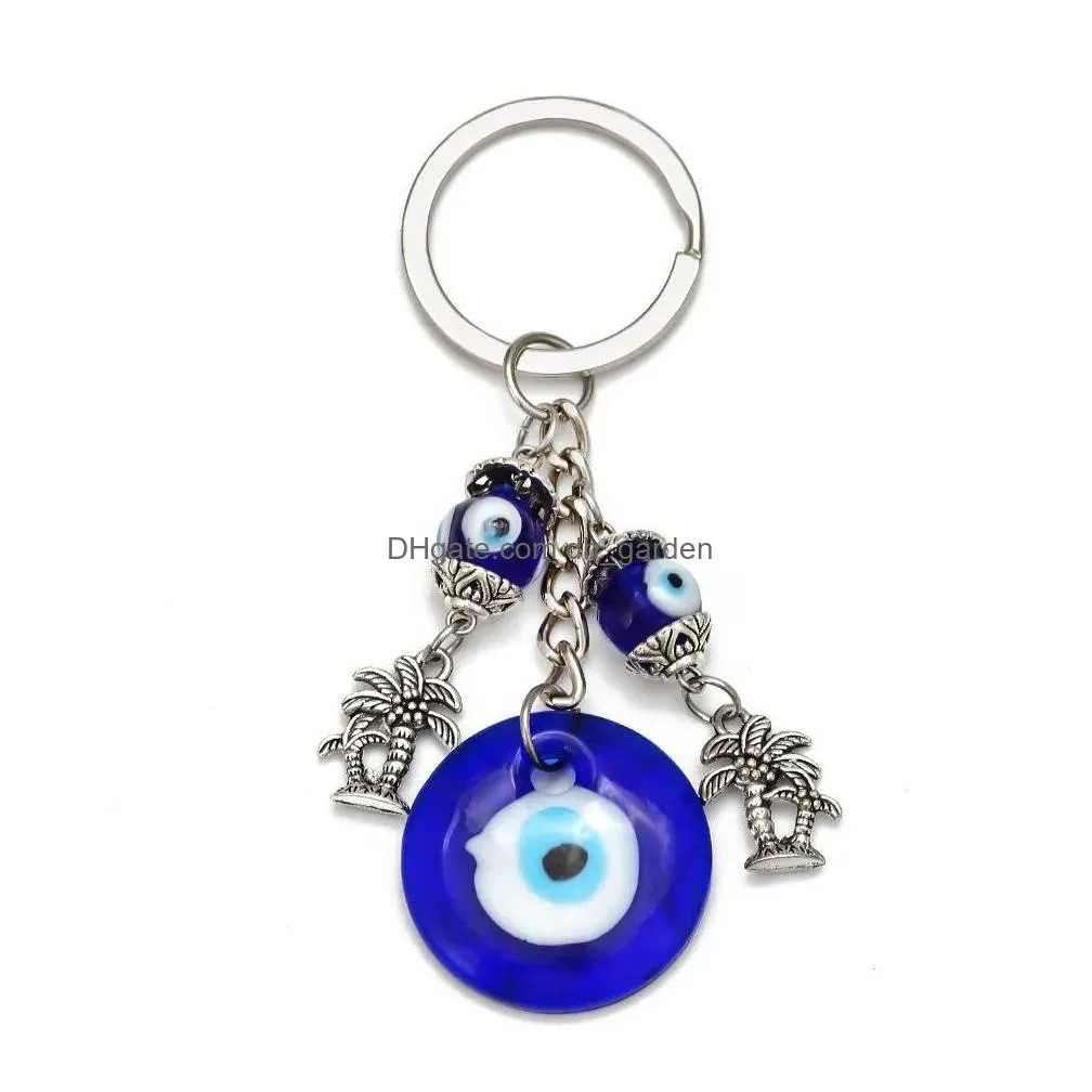 hot turkish evil eye keychains lucky blue eye tree of life charm key chain vintage keyring for men women car key pendant