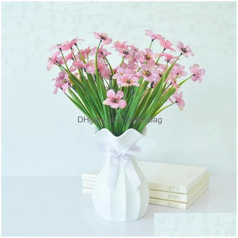 decorative flowers 34cm plastic 5-prong violet 10 pcs artificial fake bridal wedding bouquet home decoration accessories