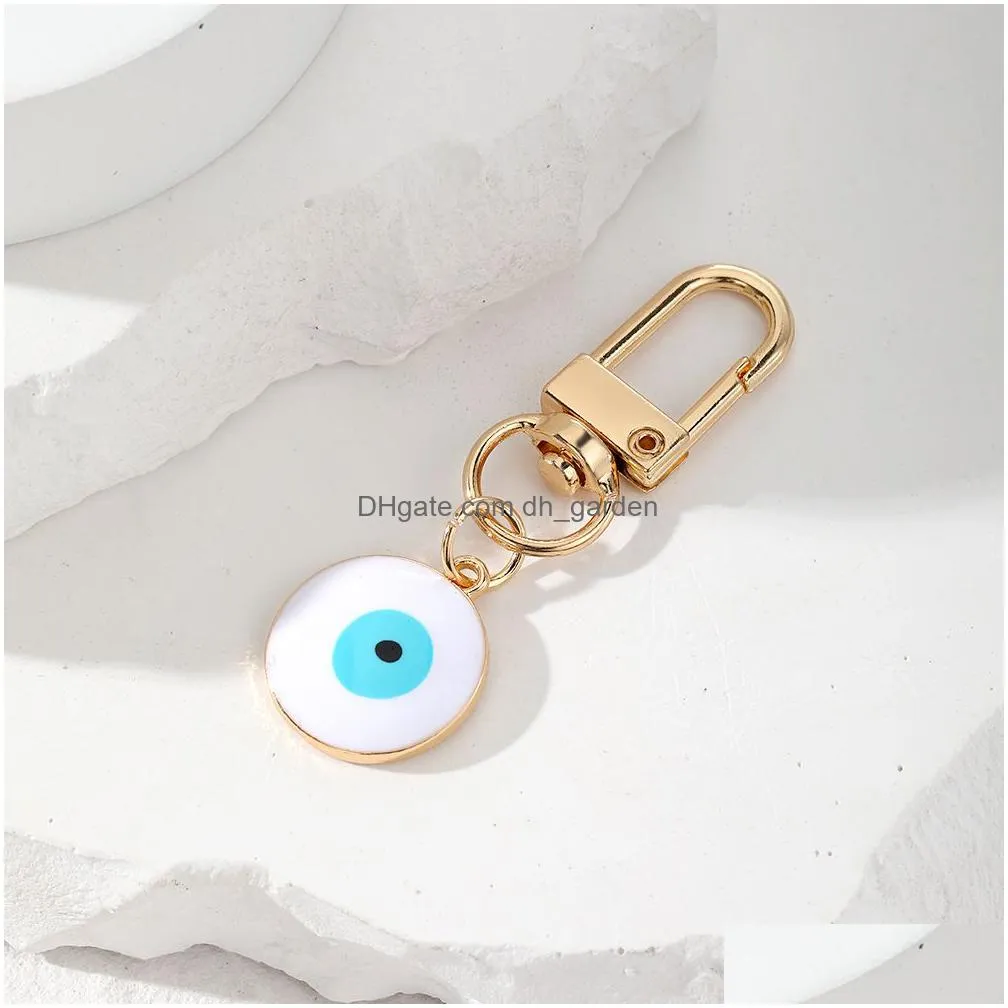 turkish evil eye keychain keyring women men enamel lucky blue eye bag car box phone charm key ring