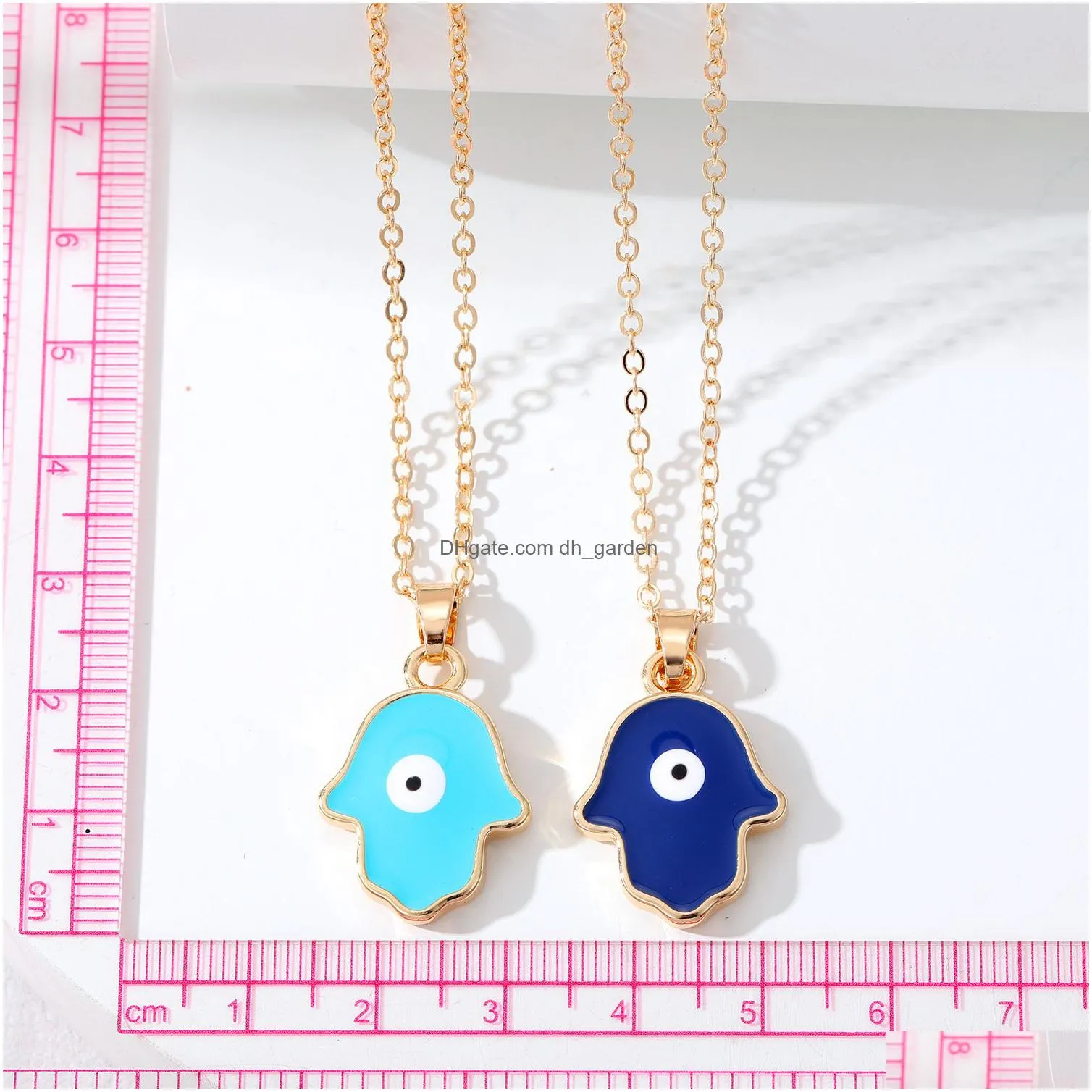 colorful turkish blue evil eye palm hand pendant necklace for women new trendy lucky eye clavicle chain choker wedding jewelry