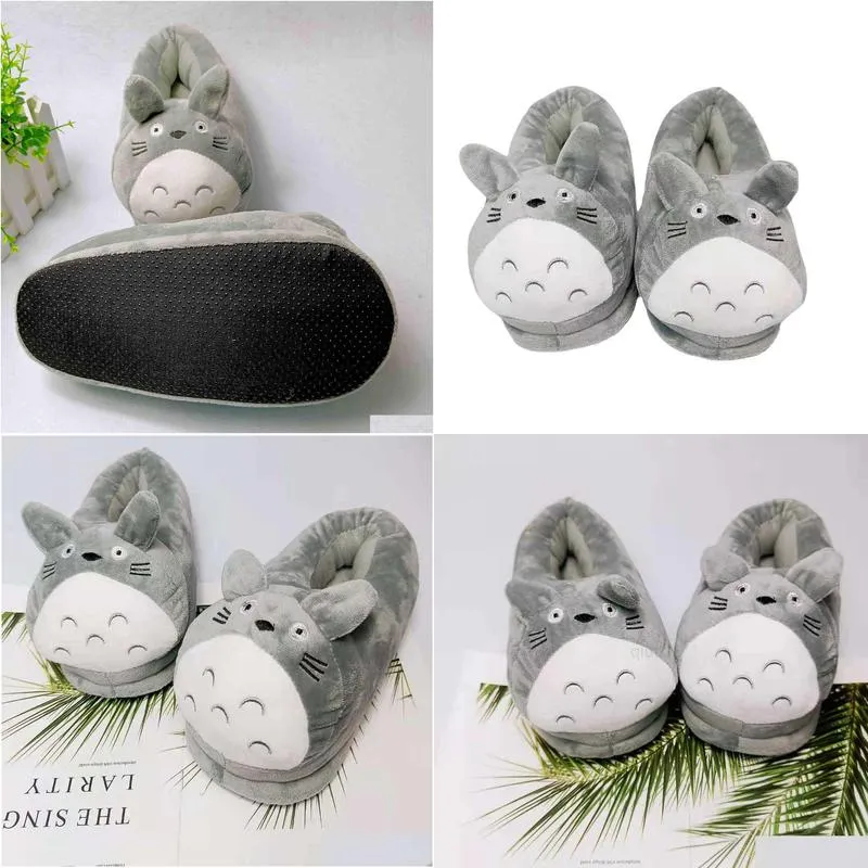 slippers y totoro cute cat cartoon animal women/men couples home slipper for indoor house bedroom flats comfortable warm winter shoes