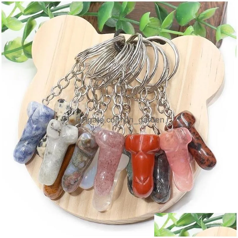 keychains man penis pendant for natural stone genitalia shaped pendants car keyring hanging jewelry funny women friends gifts