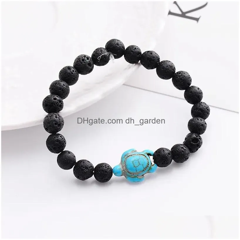 8mm turquoise bead cross toutoise charms bracelet essential oil diffuser black lava stone bracelet for women men jewelry