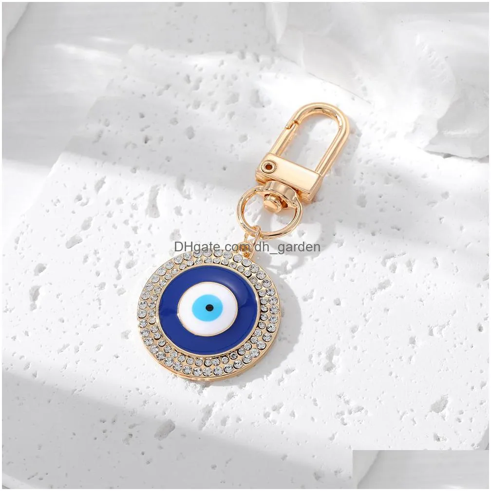 evil eye rhinestone hamsa hand keychain key ring for women men fatima hand blue eye bag car key accessories