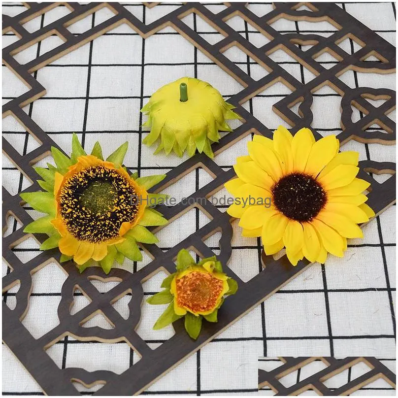 decorative flowers 5/10pcs sunflower head artificial flower fake latin for home wall stickers window ornaments