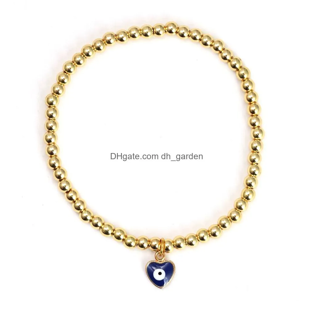 blue evil eye heart charms bracelet women handmade gold plated beads rope chain lucky bracelets girl party jewelry gift couple