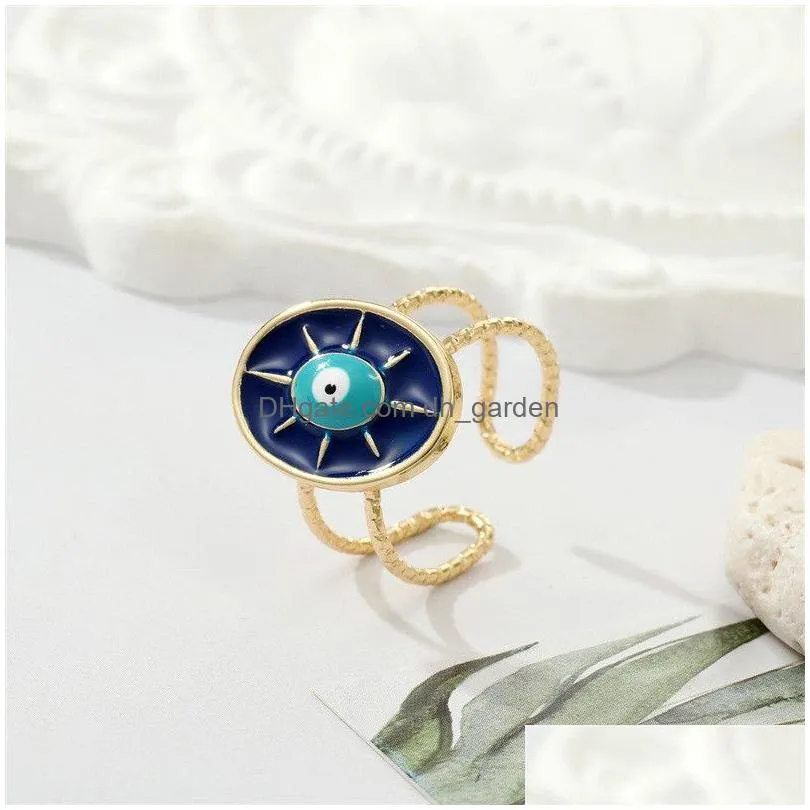 vintage blue evil eye finger ring for women gift jewelry sun shape turkish lucky eye adjustable party accessories