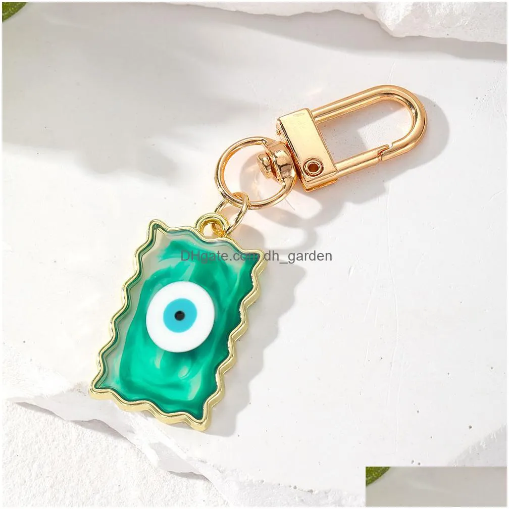 rectangle turkish evil eye keychains lucky resin blue pink red eye key chain keyring for men women car key pendant