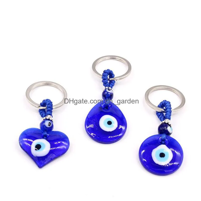 water drop heart round evil eye keychain key ring for friends couples boho blue turkish eye pendant bag car keyring charm accessories