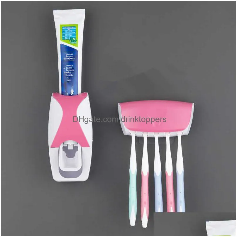 wash set automatic toothpaste squeezer with toothbrush holder toothbrush holder home punch- creative