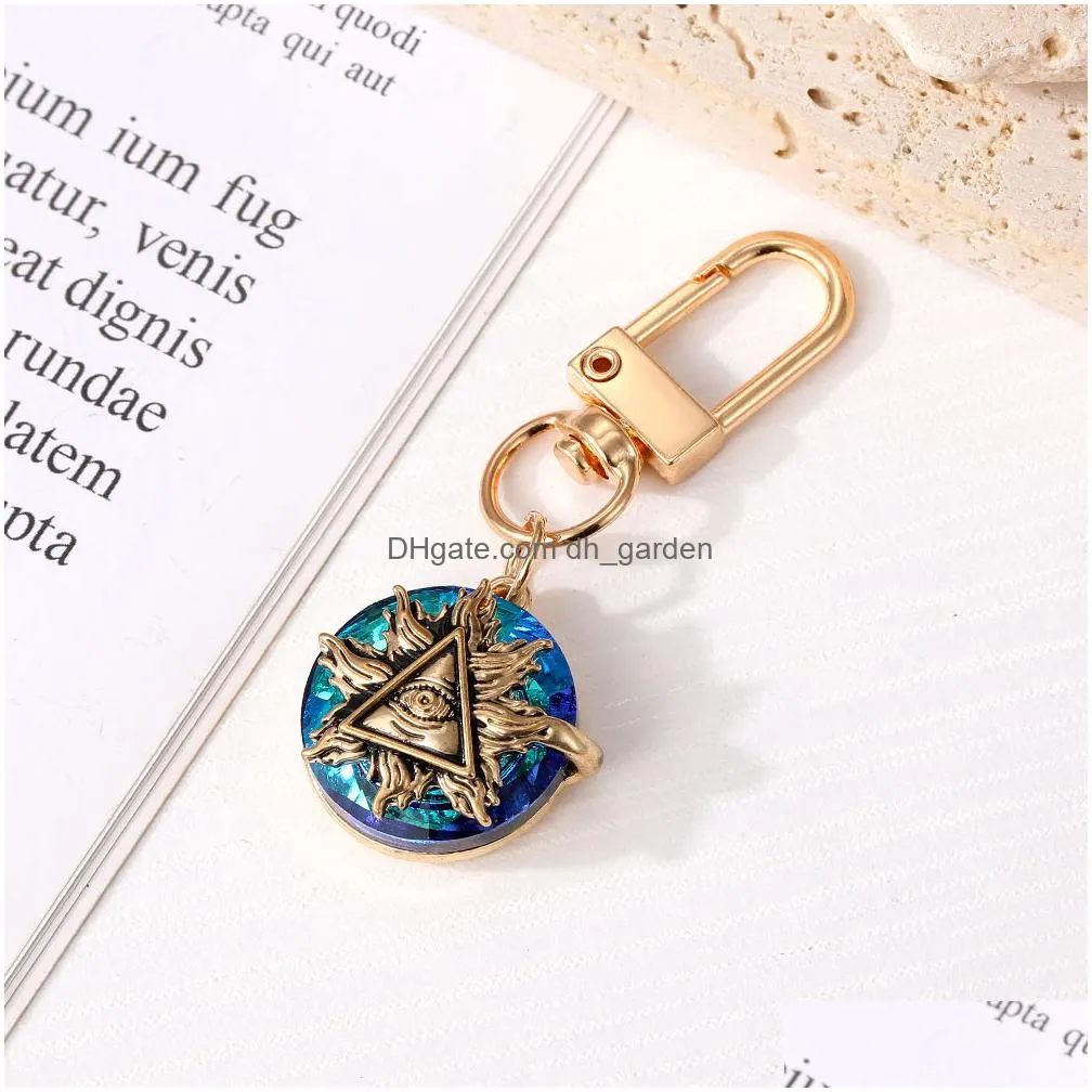 blue rhinestone evil eye keychain gold silver key ring for women men blue eye charms pendant bag car key accessories