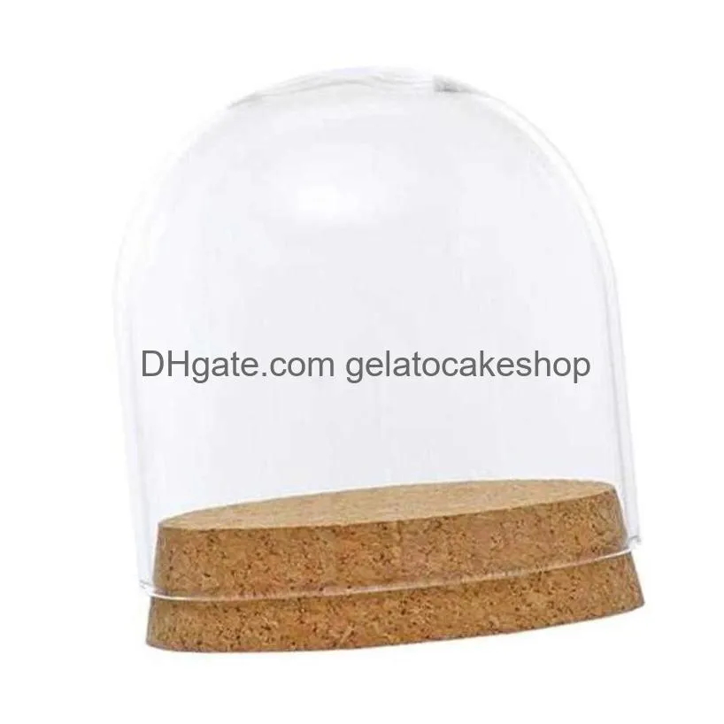 glass dome cloche cover wood cork base microlandscape holder bell jar for diy flower plants vase table ornaments home decoration