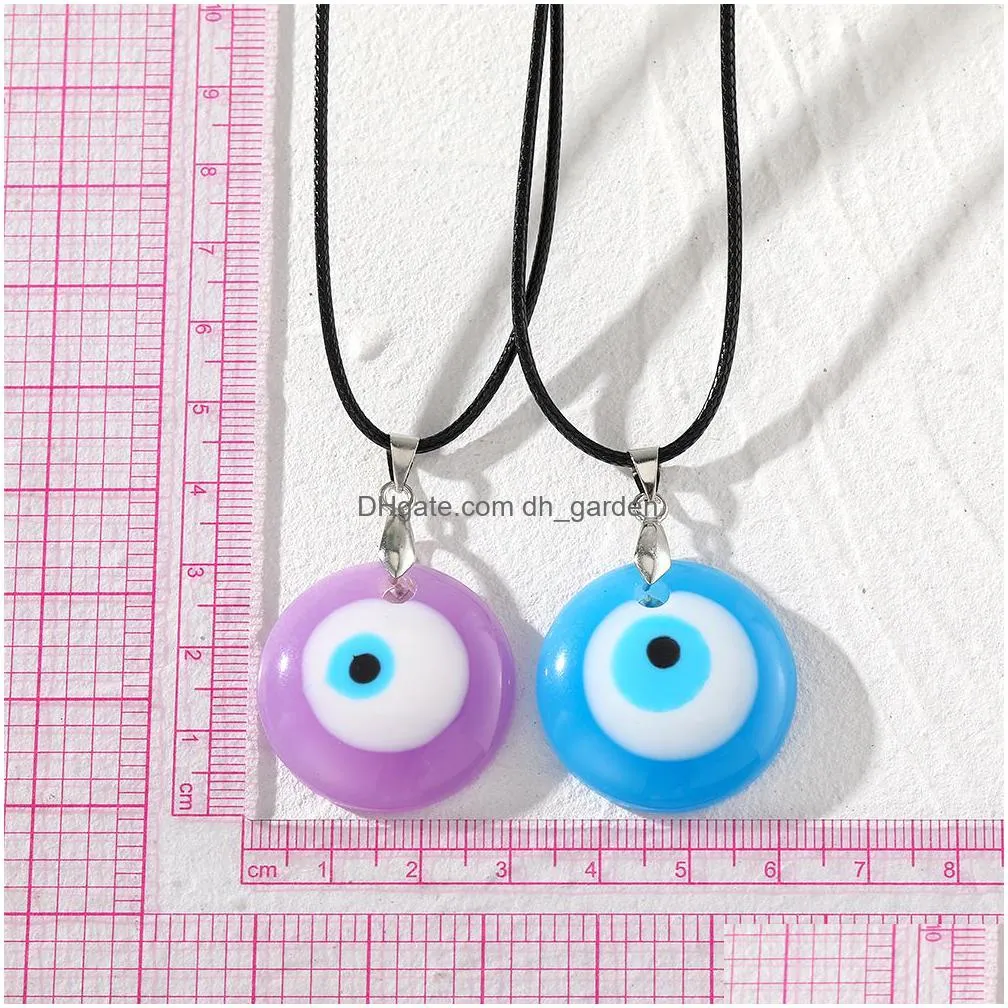 bohemia turkish blue evil eye pendant necklace for women colorful resin trendy lucky eye rope chain choker wedding jewelry