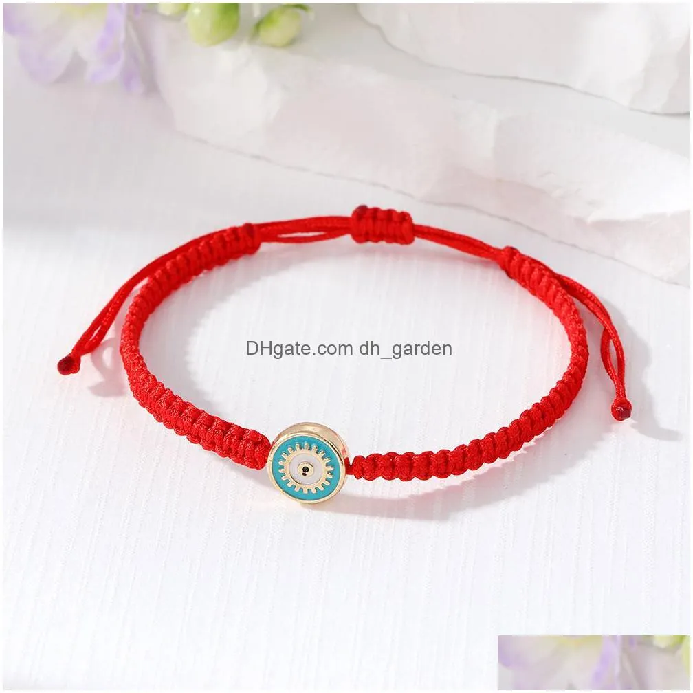 metal evil eye eyelash bracelet women handmade adjustable woven red rope chain lucky eyes beads strap bracelets girl party jewelry gift