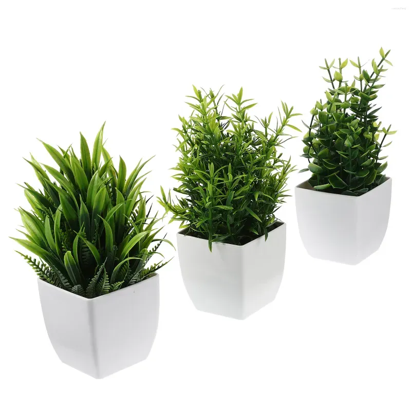 decorative flowers 3 pcs simulated potted artificial adornments fake bonsai small indoor plants accessories green decors pp office