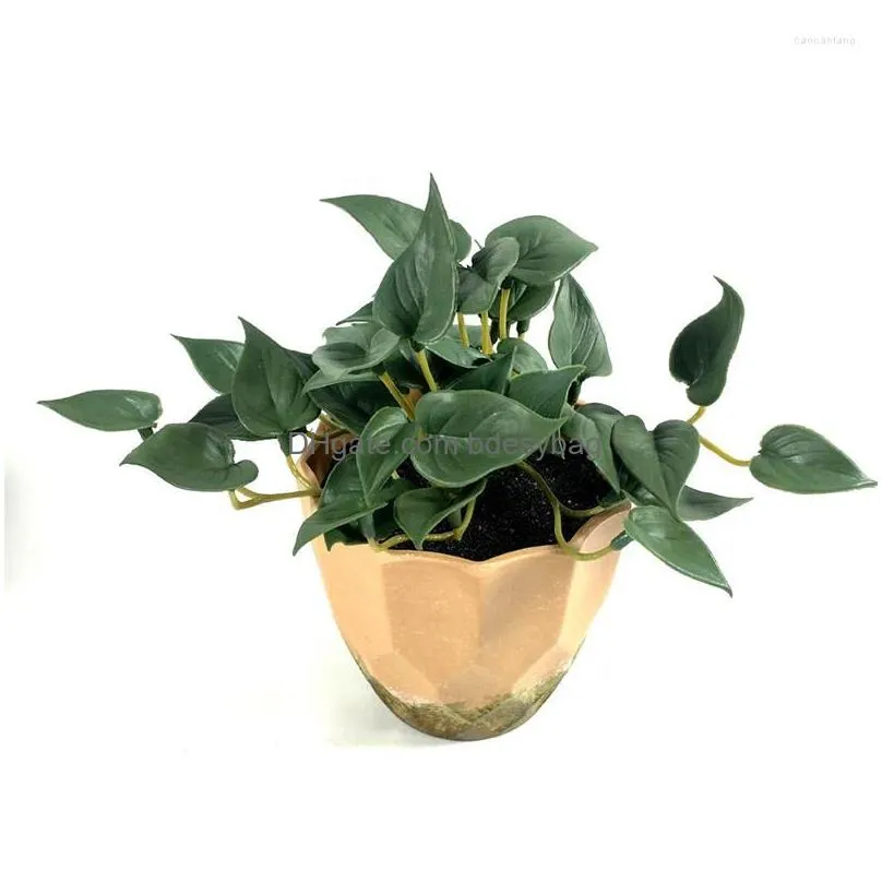 decorative flowers simulation flower fake ivy leaves artificial copper coin grass green plant desktop bonsai plants home office decor