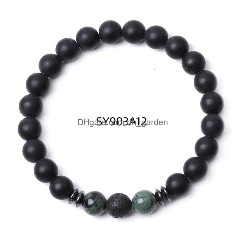 wholesale 8mm black stone beaded strand colorful crystal jade beads energy buddha strand bracelet for women men