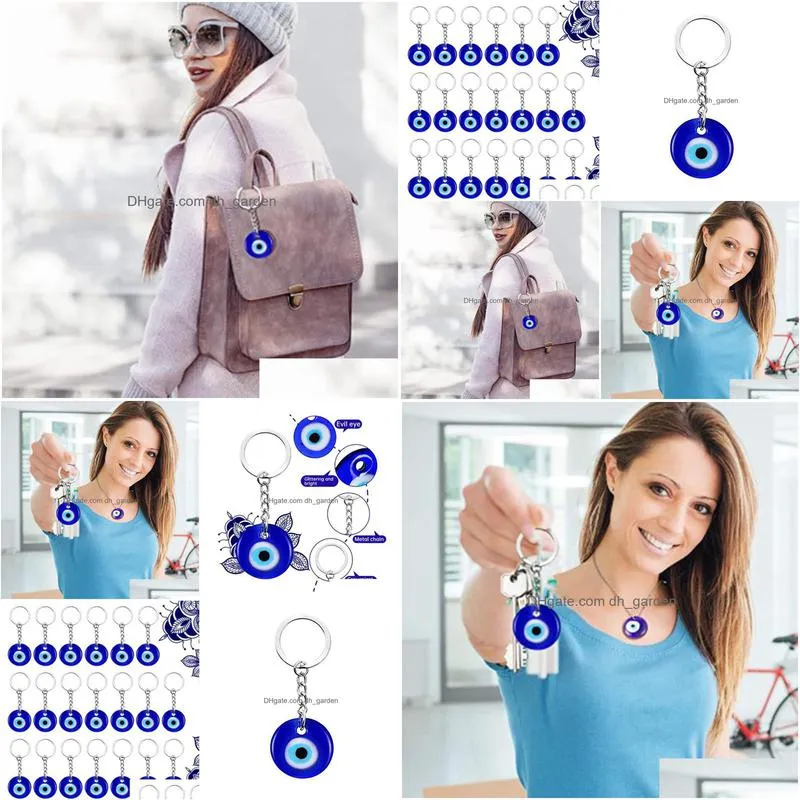 classic turkish evil eye keychain keyring women men glass lucky blue eye bag car box phone charm key ring